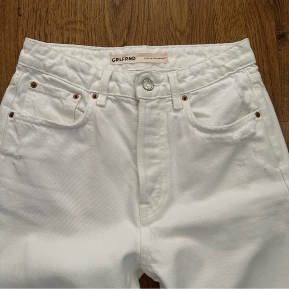 GRLFRND White Raw Hem Karolina High Rise Straight Crop button Fly Jeans Sz 25 - Picture 7 of 16